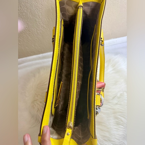 kate spade Yellow Leather Tote with Scarf Accent EUC - Picture 5 of 9